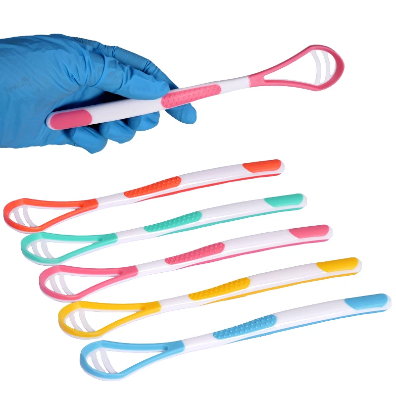1pc Double sided tongue coating scraper, oral cleaning tool, independently packaged oral dirt cleaning scraper brush