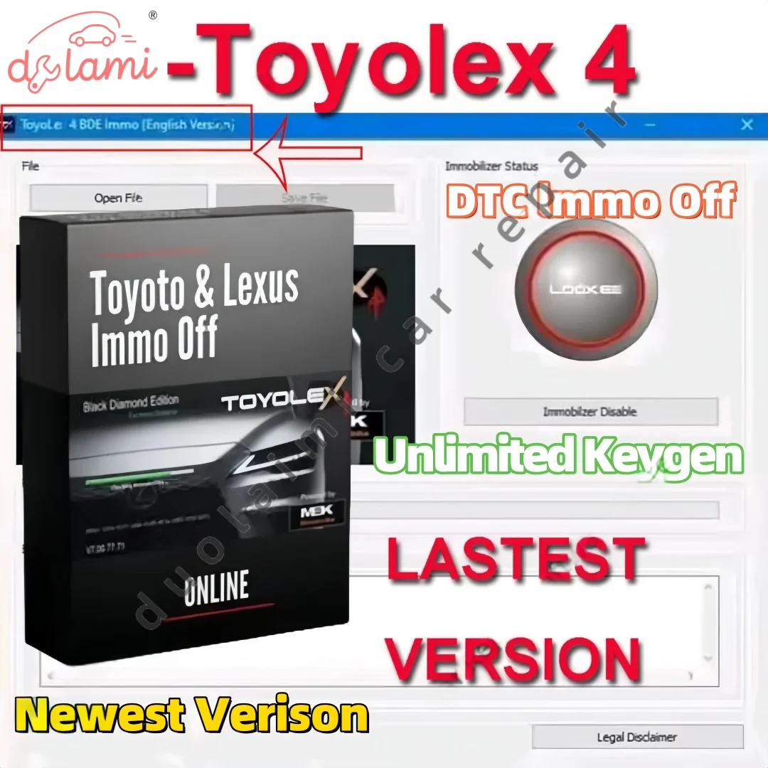 

Популярный Toyolex 4 2025 года с неограниченным количеством ключей для Denso для Lexus Mascheramento, автомобильное программное обеспечение DTC, инструмент PK Toyolex3