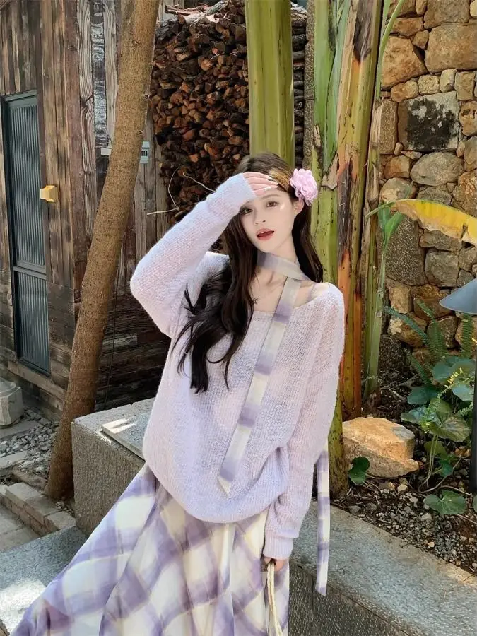 

Pusumede Gentle Purple Tone Ромб Нерегулярный ремешок Dr Женский Dr Ele Design Sense Длинный модный ансамбль Dr