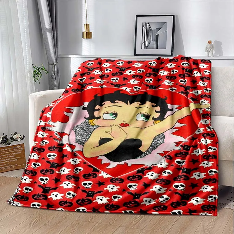 CARTOON-ANIME-CUTE-B-BOOPS-MR Super Soft Throws Blanket,Warm Cozy Blanket for Bed,Sofa,Bedroom,Living Room,Travel,Camping,Hiking