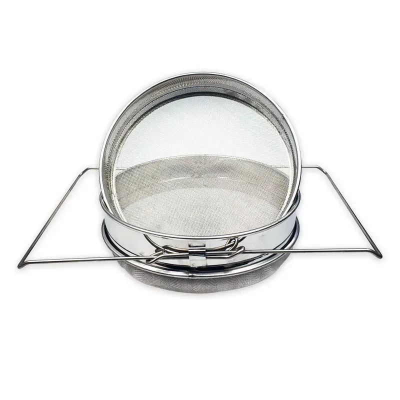 

Honey Strainer. Double Sieve Honey Coarse and Fine Filter, SS Honey Extraction Tools Double Layers Adjustable Arms Bee Sieve