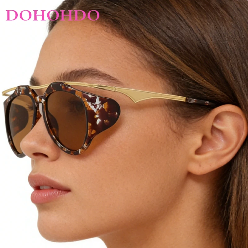 

New Fashion Oversized Frame Pilot Women Double Bridge Sunglasses Brand Designer Men Sunglass UV400 Travel Cycling Eyewear Lentes