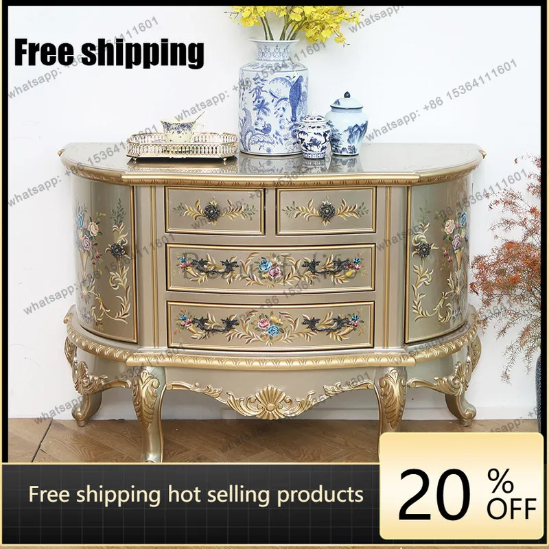 

LD25 European-style home entrance living room porch cabinet Solid wood modern foyer home locker