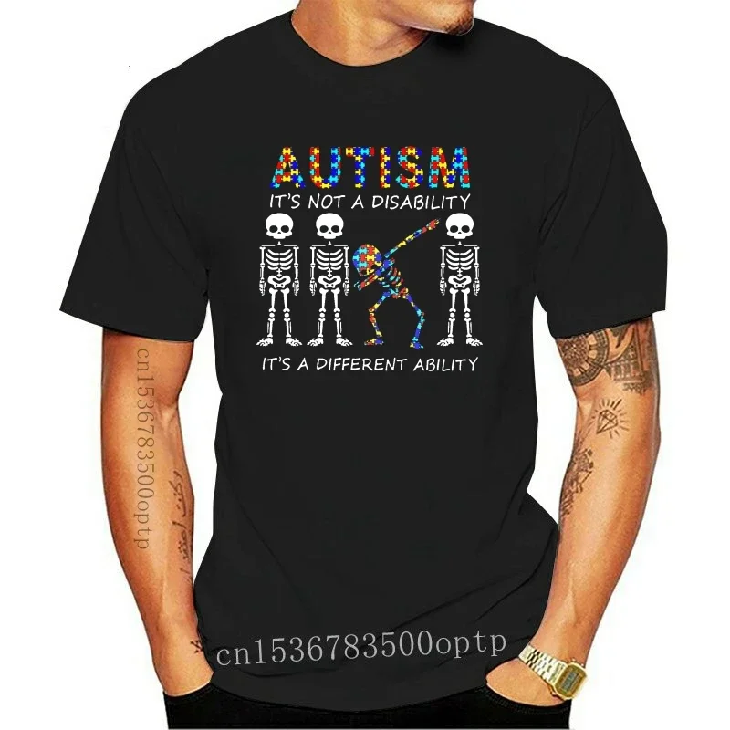 New 2021 2021 Arrival Men Fashion Skeleton Autism It Not A Disability It A Different Ability Men T-Shirt