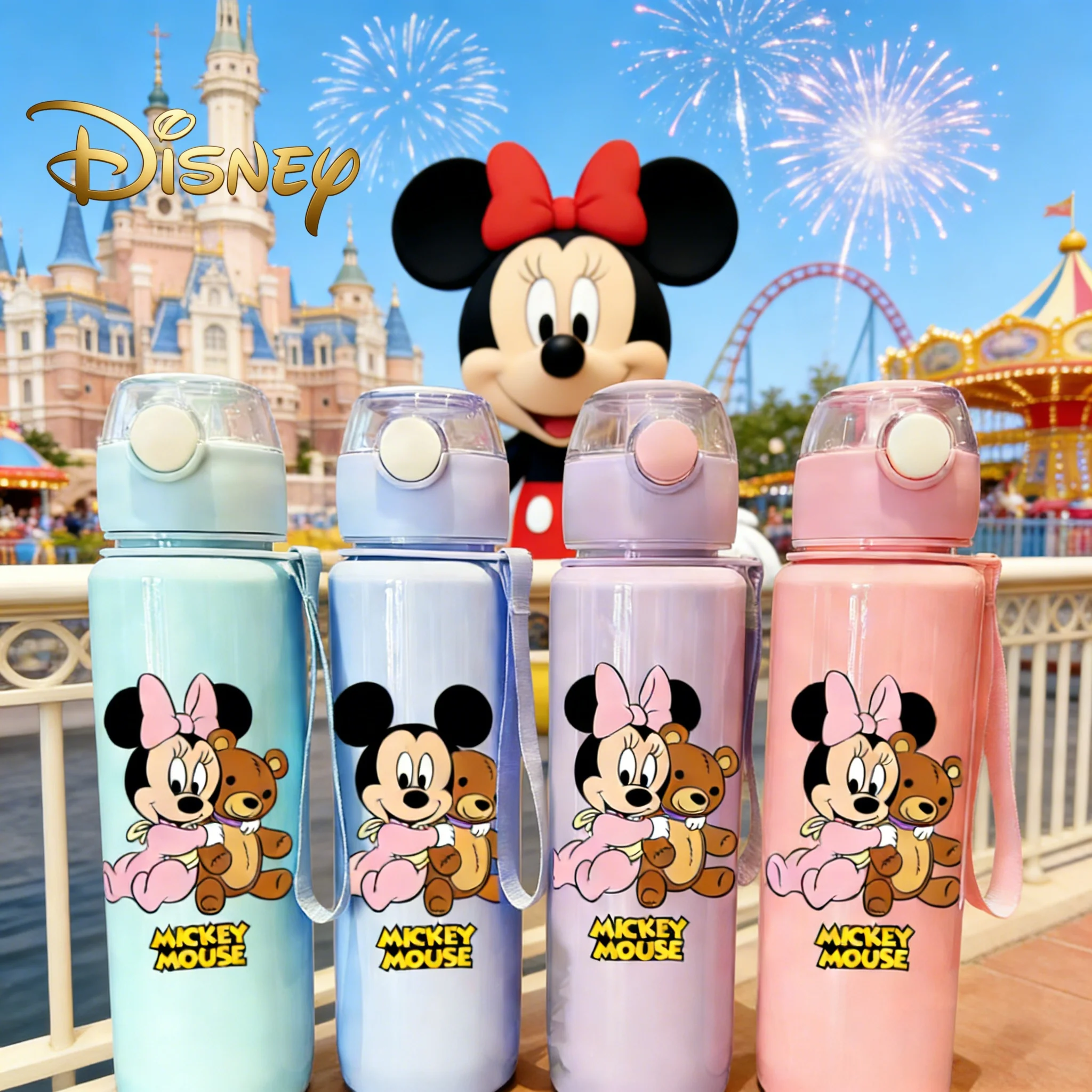 

3D Printed Disney Minnie Mouse Cartoon Water Bottle - Cute & Large Capacity, Kid-Favorite, Ideal Gift, Fade-Resistant, Portable