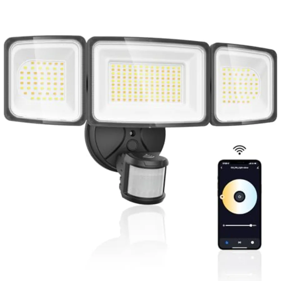 

Уличный умный светодиодный прожектор 100 Вт, 9000 лм с датчиком движения, Wi-Fi, управлением через приложение, совместимый с Alexa, 2500K-6500K