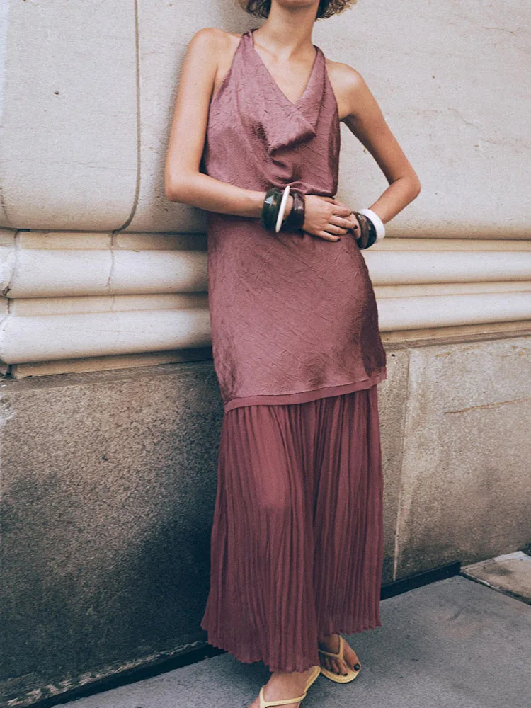 New Summer Women's Midi Dr Svel Gored con pannelli Ele Faionable 2025 Seasonal Faion Abbigliamento da donna