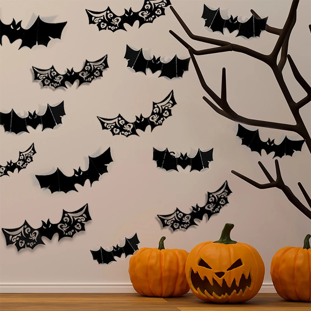 48 قطعة ملصقات حفلات الهالوين جدار نافذة الباب زينة واقعية سوداء مخيفة لتقوم بها بنفسك الشارات ديكور المنزل الحمام تنوعا ثلاثية الأبعاد