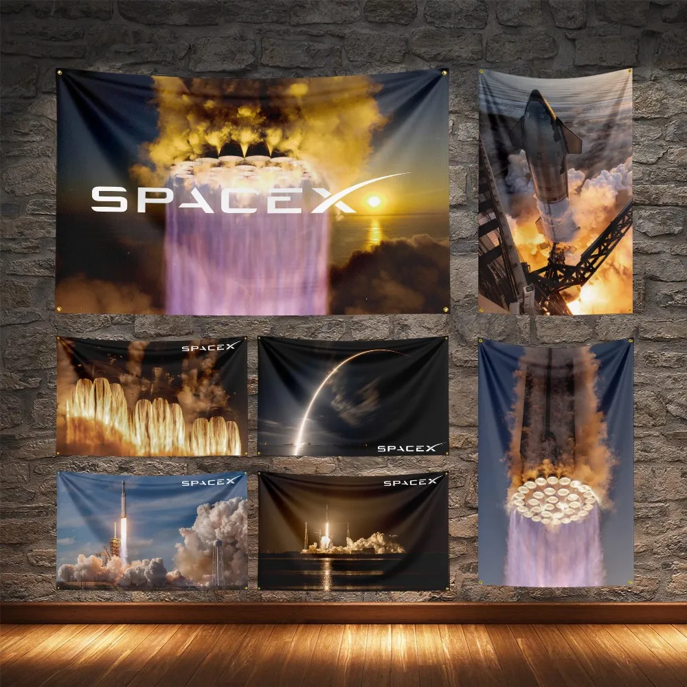 

SpaceX Flag Polyester Digital Printing Exploration Banner For Decoration