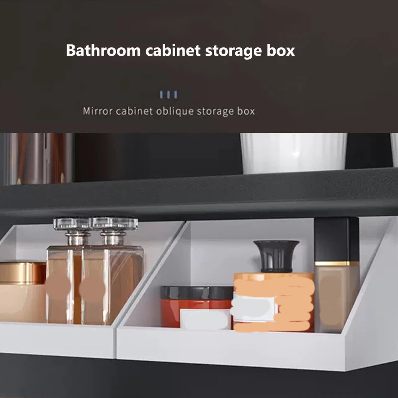 Bathroom mirror cabinet storage box, wall-mounted non-drilling cosmetic, lipstick skin care products towel and tissue paper rack
