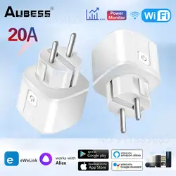 EWelink WiFi Smart Plug With Power Monitoring 20A EU Socket Timing Function Outlet Works With Alexa Google Assistance Yandex