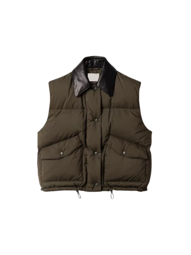 

Warmth Embroidered Letter down Jacket Women's Collar Vest Coat Thickened Autumn Winter New Style Casual Fashion Outerwear