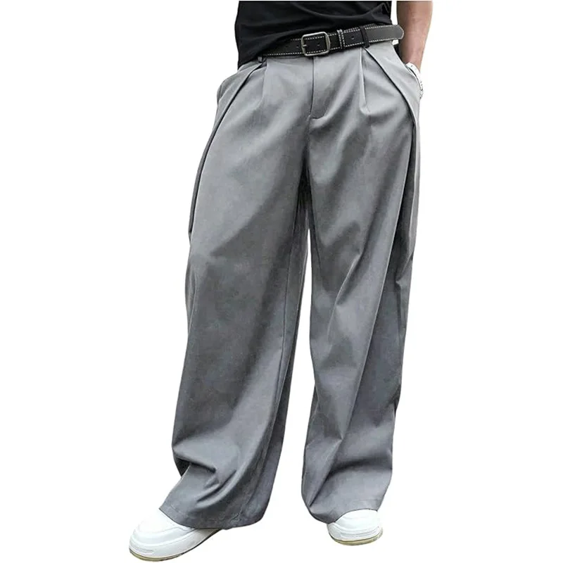 Neue Herrenhose mit weitem Bein und Falten, für Frühling und Herbst, vielseitig einsetzbar, bequeme Outdoor-Jugendhose, trendige Casual-Streetwear – Detail 4
