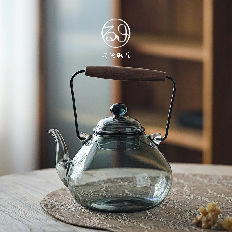 Glass teapot, household kung fu tea, boiling water, health care beam pot, special electric ceramic stove, heat resistance, high