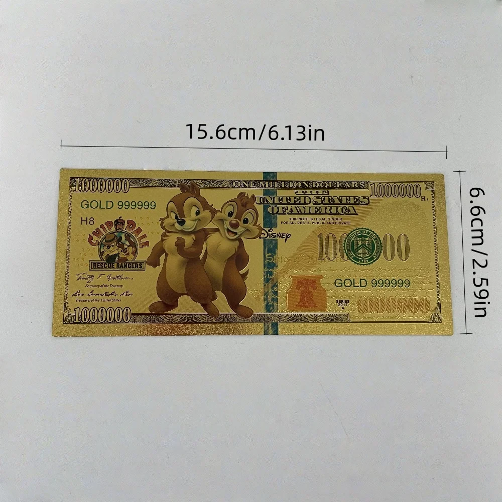 ديزني لطيف رقاقة "n" ديل الذهب احباط الأوراق النقدية التذكارية الإنقاذ بطل موضوع تحصيل الكرتون المحيط بطاقات ذهبية الهدايا #5