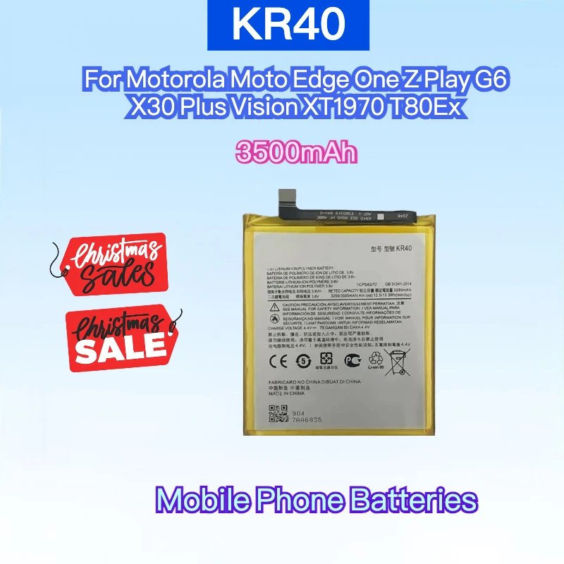 

New 3500mAh High Quality KR40 IXNN4002B GL40 JT40 NR50 Battery For Motorola Moto Edge One Z Play G6 X30 Plus Vision XT1970 T80Ex