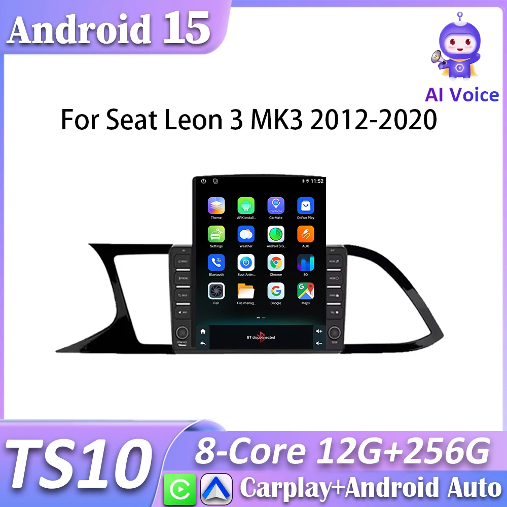 

Для Seat Leon 3 MK3 2012-2020 Автомобильный радиоприемник Carplay Навигация GPS Стерео Android Auto Android 15 Экран без 2din WiFi Автораadio DVD