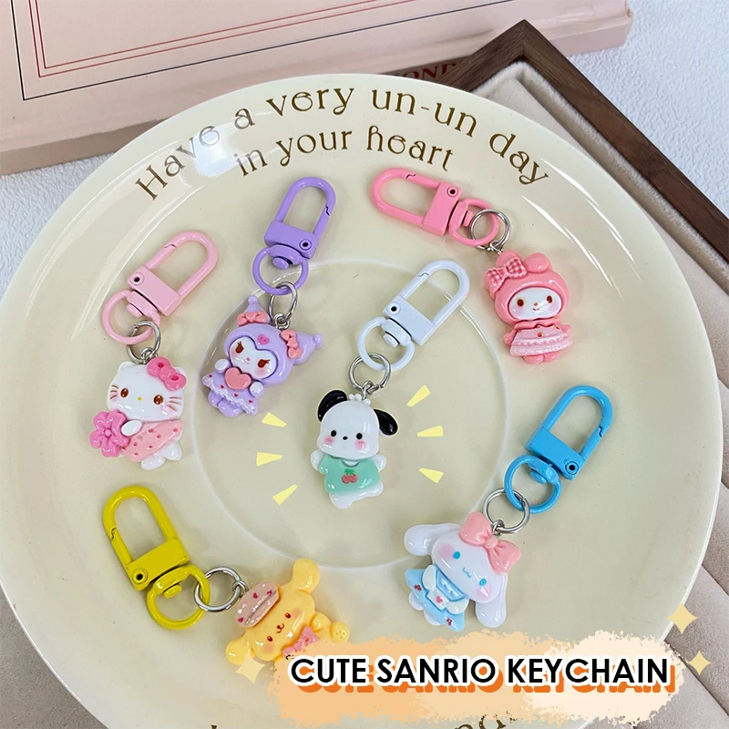 1PC Cartoon Sanrio Anime Kt Cat Kuromi Melody Cinnamoroll Keychain Pendant Cute Keyring Backpack Decoration Accessories Gifts