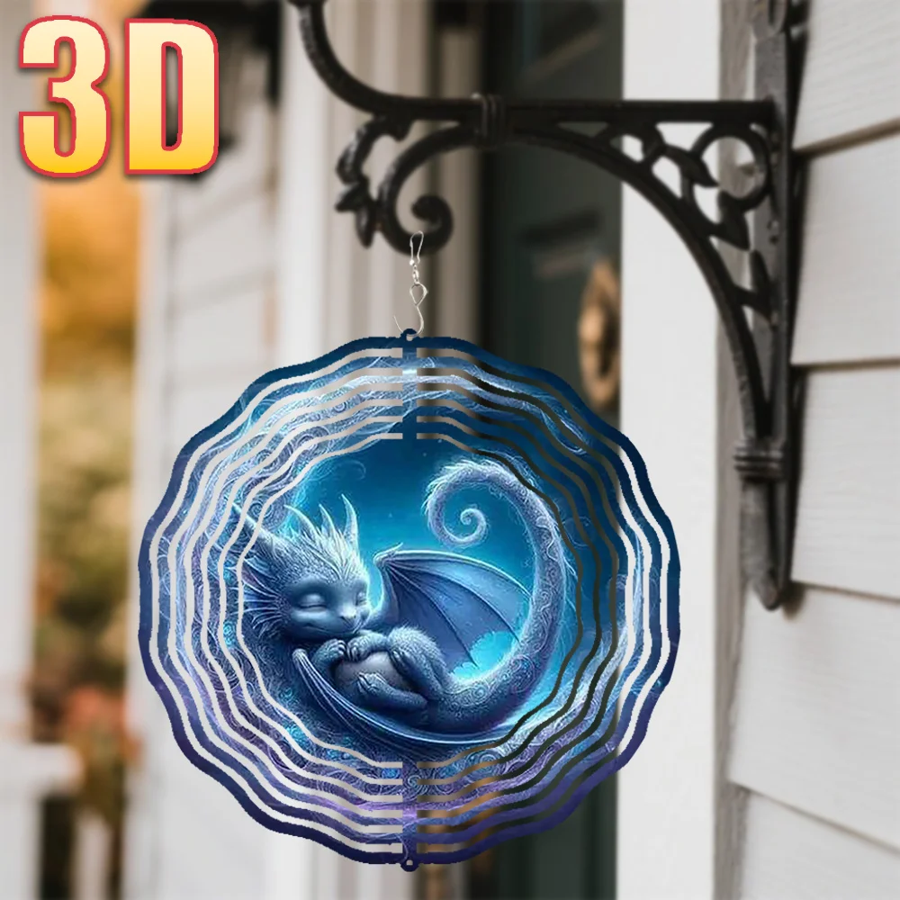 3D 1pc  Sleeping Dragon Coiled in Moonlight with Swirling Patterns