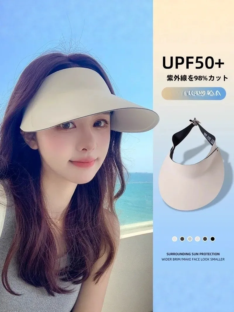 sun-protection-ice-silk-integrated-hat-women's-uv-protection-outdoor-cycling-sports-hat-empty-top-hat-breathable-adjustable