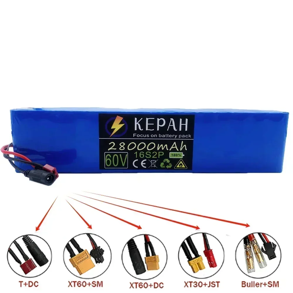 60v 28000mAh lithium battery pack 16S2P is suitable for converting electric scooters into high-capacity mountain bike batteries