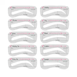 10Pcs Reusable Eyebrow Stencil Set Eye Brow Drawing Guide Styling Shaping Grooming Template Card Makeup Hairline Brow Stamp