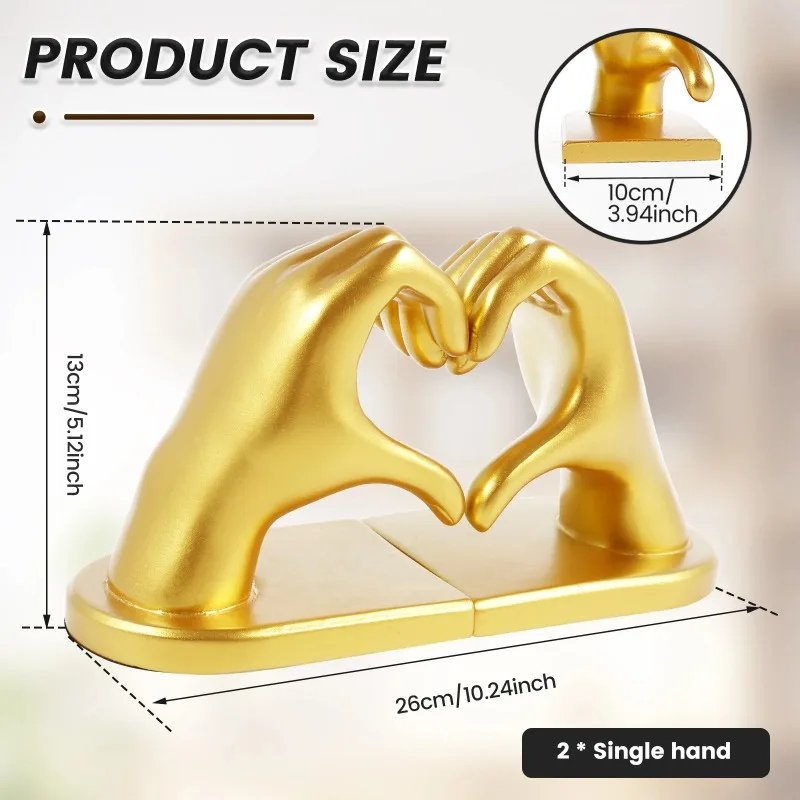 Book Ends Resin Bookend Holder Heart Shaped Stopper Holder Nonslip  Elegant  Stopper Decorative
