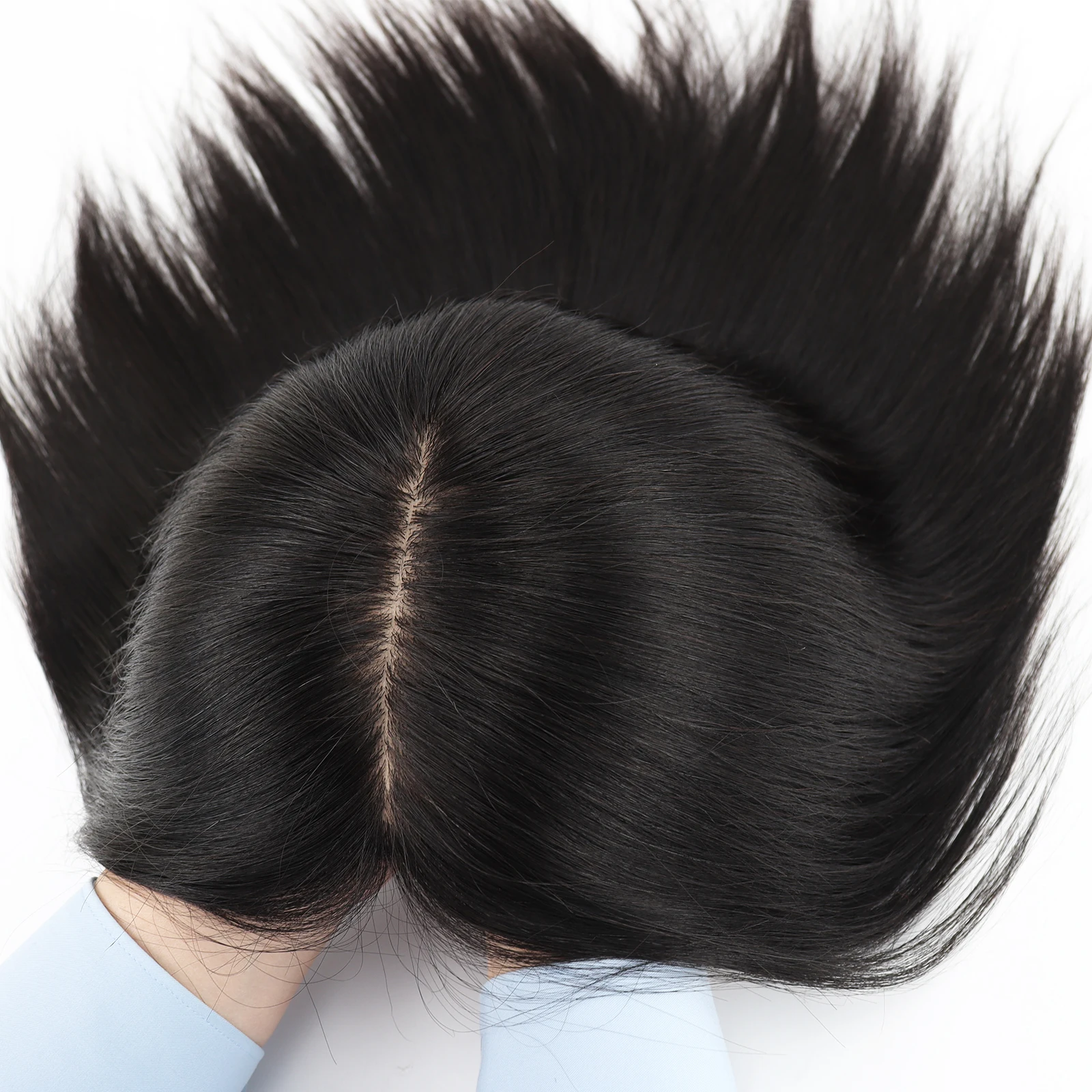 شعر مستعار طبي بشري بكر حقيقي، مظهر حريري، مظهر طبيعي، شبكة مرنة ناعمة خفيفة قابلة للتنفس، مريحة للارتداء للنساء #5