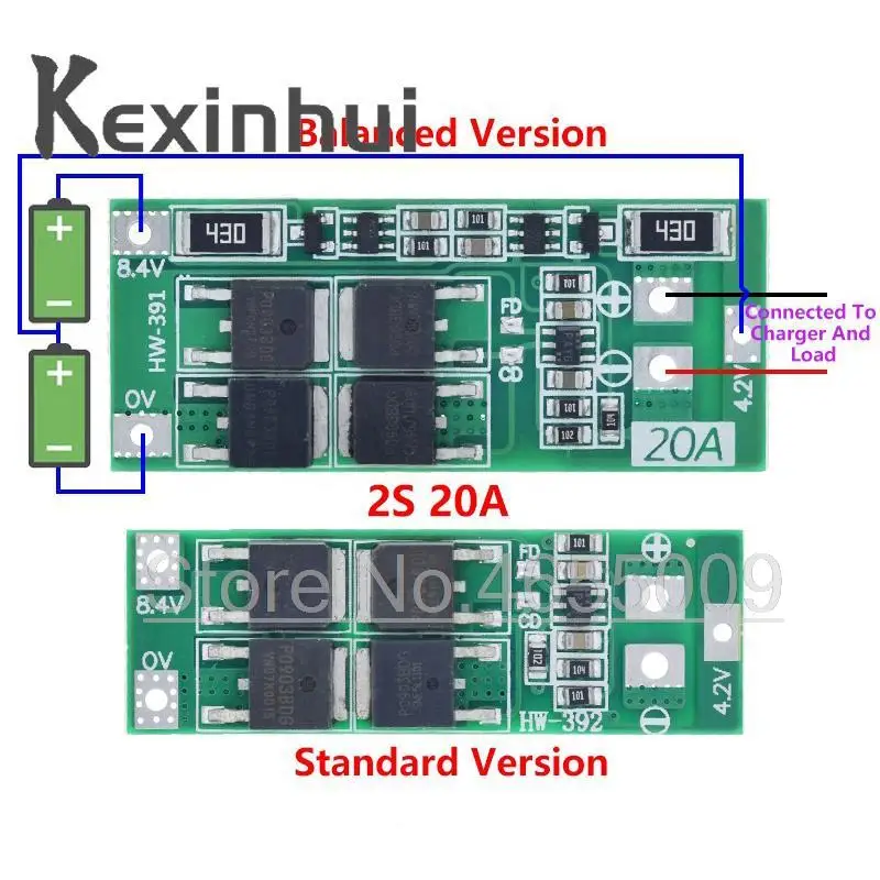 2S 20A 7,4 V 8,4 V 18650 tablica zabezpieczająca baterię litową/płytka BMS standard/balance