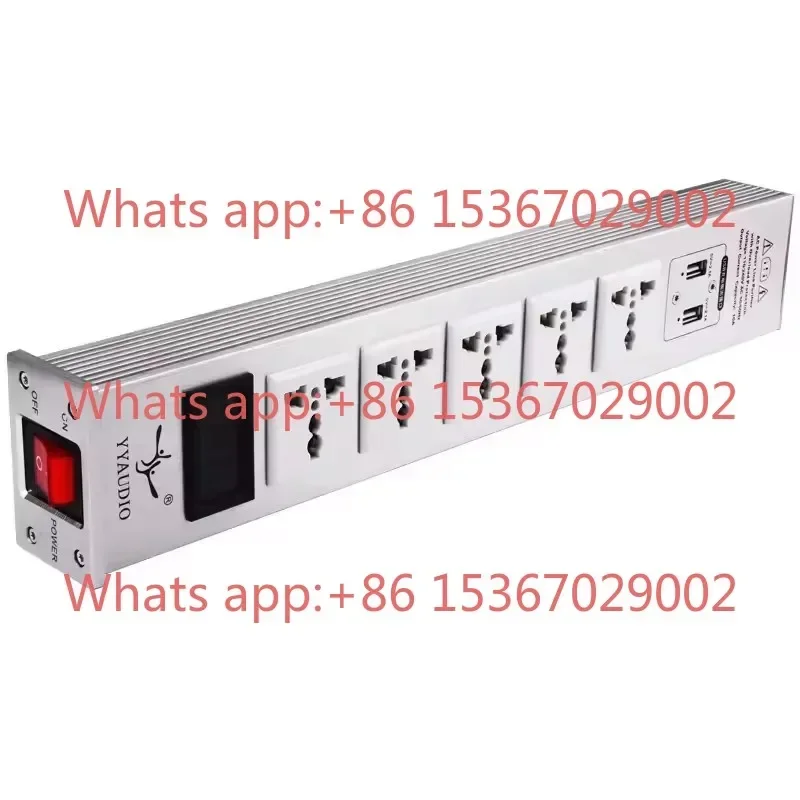 5-position Socket 15A 50-60KHz Hi-End Hifi Theater Audio AC Power Filter Audio Noise Power Conditioner Power Purifier With USB