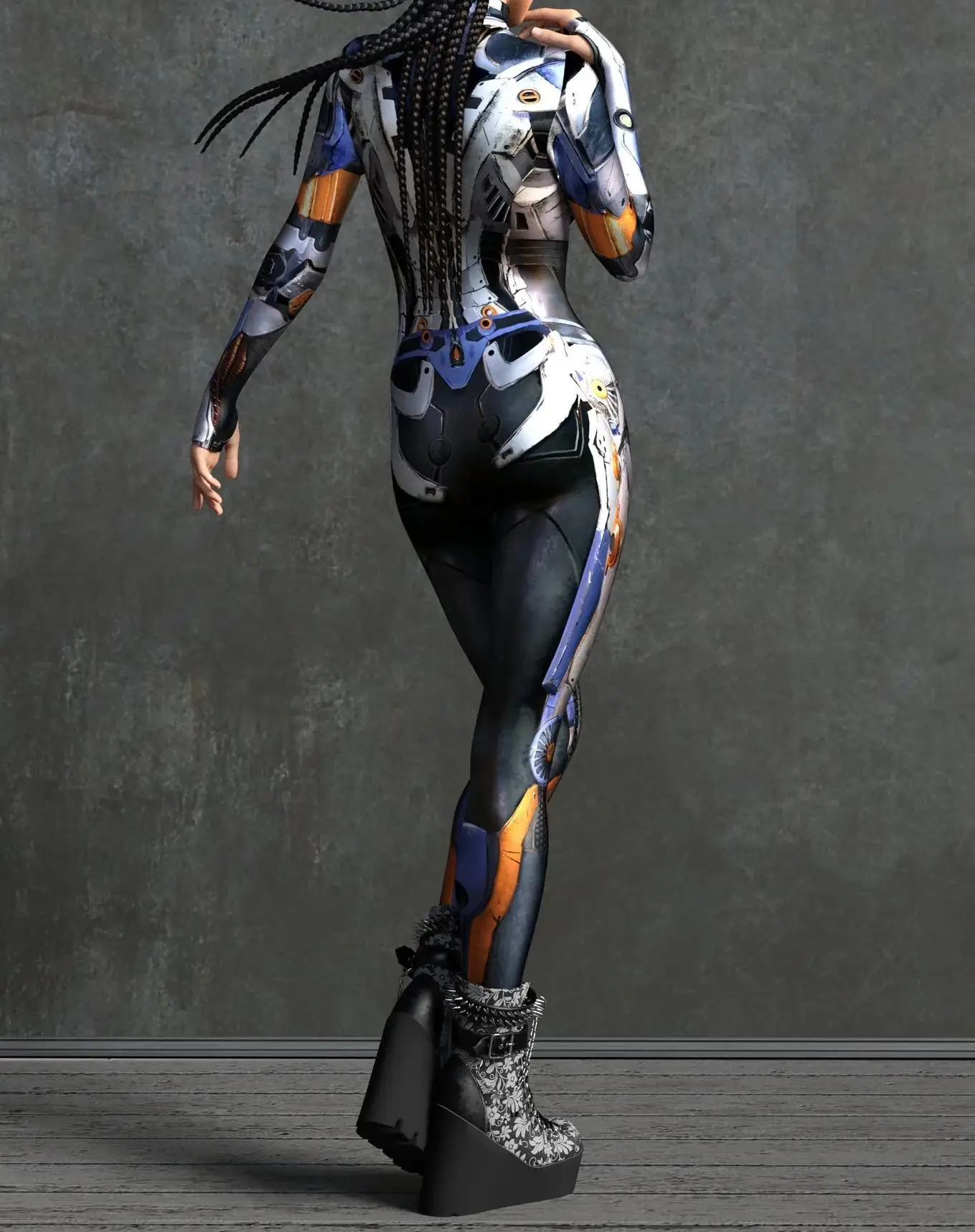 Cooles mechanisches Rüstungs-Cosplay-Kostüm für Frauen, Punk-Bodysuit, elastischer Jumpsuit für Feiertagspartys, ausgefallene Aerial-Yoga-Auftritte, Catsuit – Detail 20
