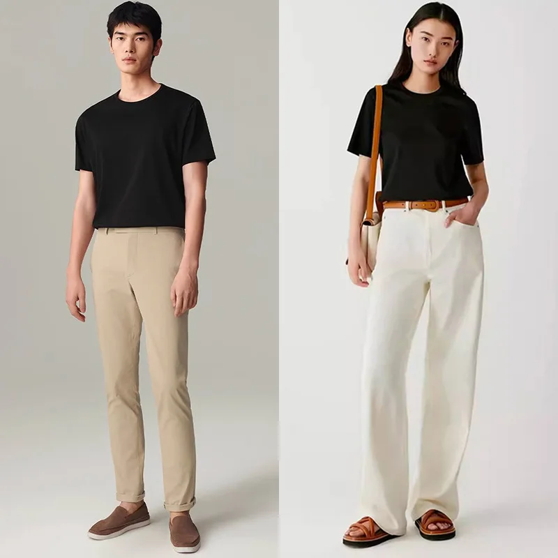 Summer Cotton T-Shirt for Women Men Casual Short Sleeve Tee Round Neck Pure Color Unisex Basic Solid Young Cool Tops