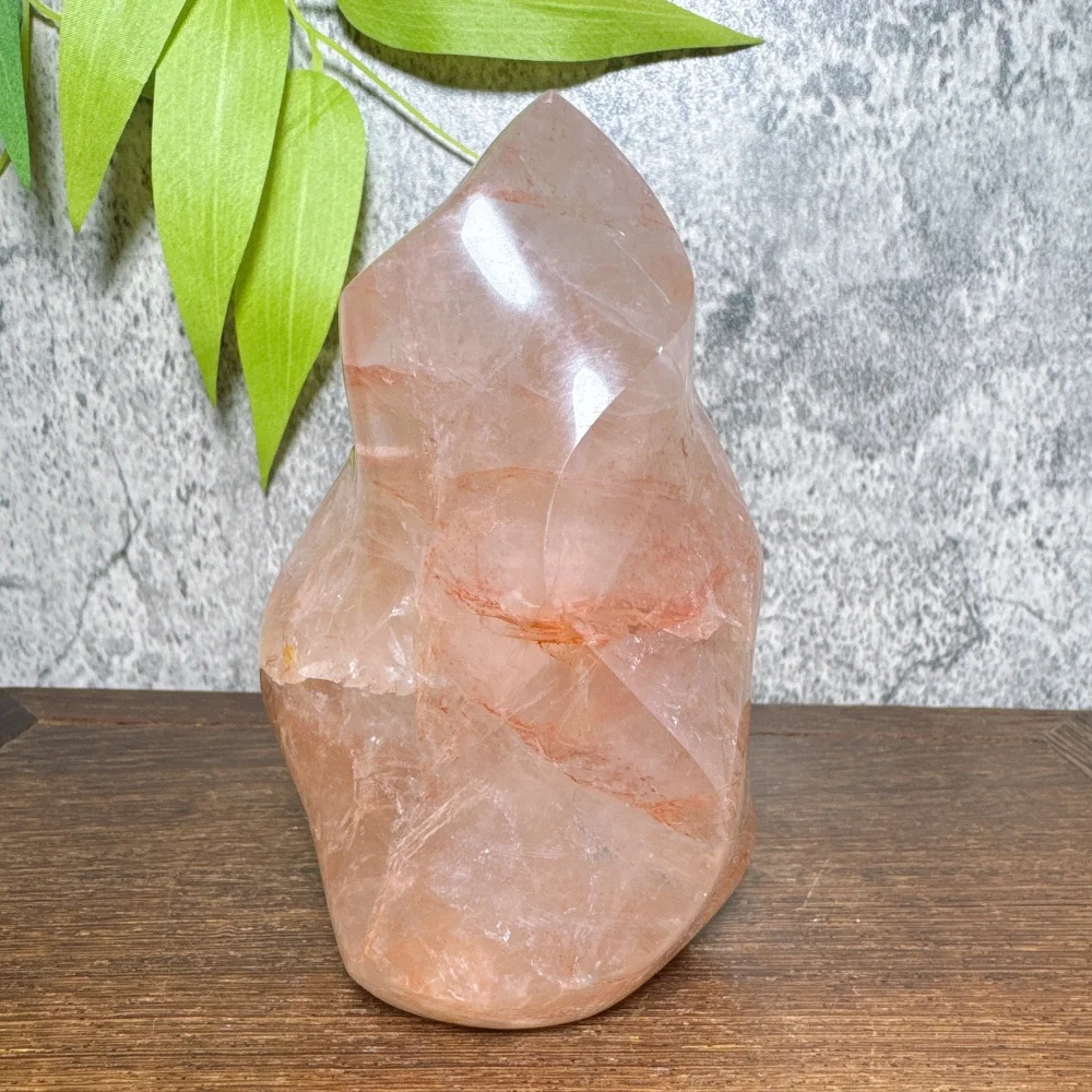 Natural Fire Quartz Crystal Torch Energy Gem Vitality Healing Room Decoration Demagnetization Divination Meditation Crystal