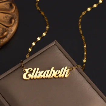 맞춤형 이름 목걸이 비즈 체인, 스테인레스 스틸 펜던트, 맞춤형 립 비드 뱀 체인, 크리스마스 쥬얼리 선물