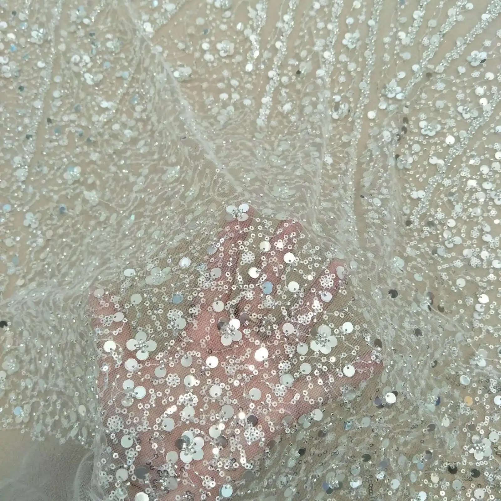 

Кружевная ткань цвета слоновой кости для свадебного платья, модного платья, ширина 130 см, распродажа во дворе