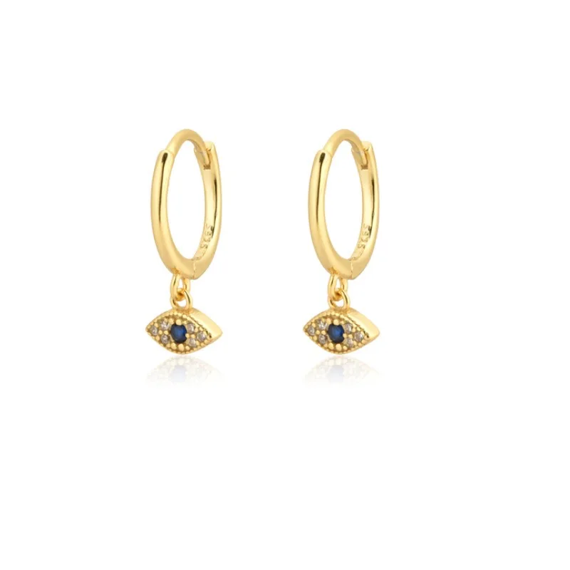 New Design Stainless Steel Cubic Zirconia Evil Eye Chain Hoop Earrings For Women Rainbow Punk Cartilage Earring Piercing Jewelry