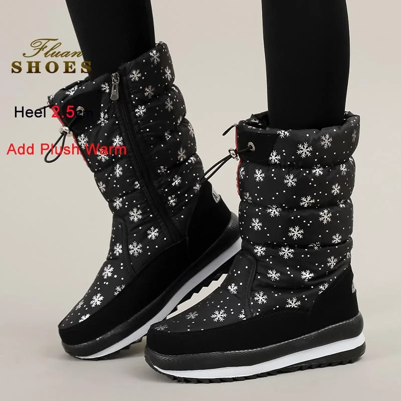 2025 جديد الشتاء حذاء الثلج عالي الرقبة دافئ النساء عدم الانزلاق وحيد في الهواء الطلق منتصف العجل الأحذية الجانب سستة سميكة أفخم سميكة سوليد السيدات الأحذية #3