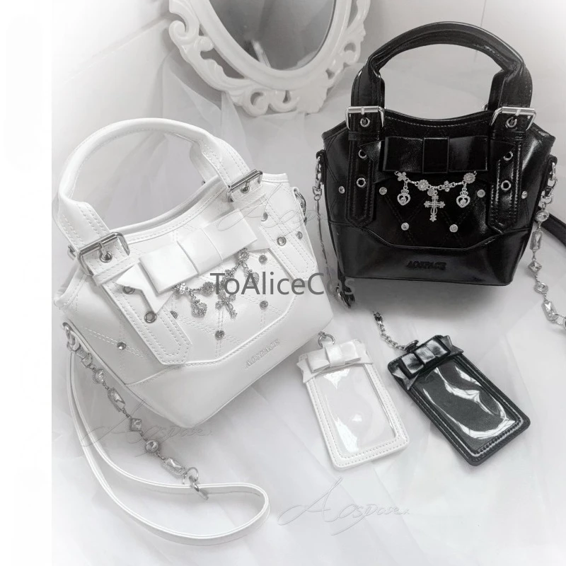 

Сумка-тоут в стиле Лолита с розами, ромбовидным узором, стразами и бантом, в стиле массового производства, с застежкой, сумка-корзина для пикника