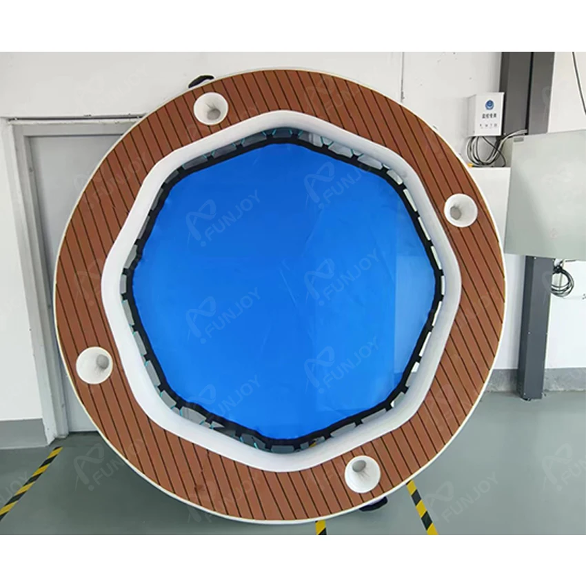 Customized floating round pool floating island inflatable water hammock lounge folding inflatable water hammock
