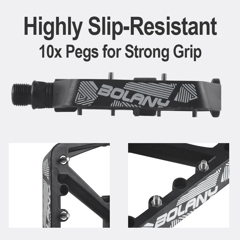 BOLANY Anti-slip Nylon Bicycle Pedals with Bearing 10 Pegs Ultralight MTB Road Bike lubrication Pedal Bicycle Accessories