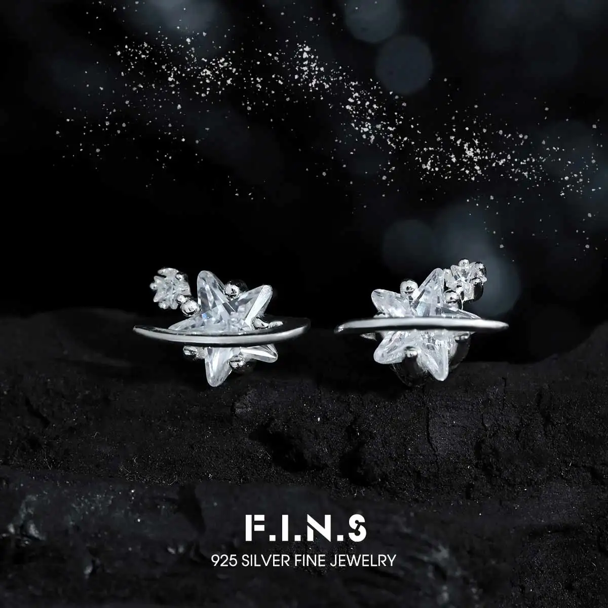 

F.I.N.S Original S925 Sterling Silver Star Earrings Minimalist Luxury Zirconia Pentagram Piercing Ear Studs Fine Jewelry Gifts