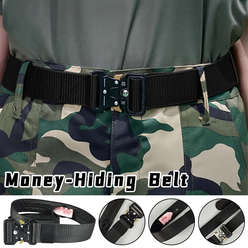 

Tactical Survival Belt for Men Outdoor Hunting Combat Belt Multi Function Nylon Canvas Durable Belt Neutral Luxury Design