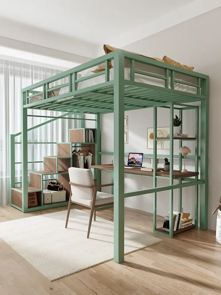 On the bed and off the table Combination Household metal loft Duplex second floor elevated bed sheet Upper bunk suspende
