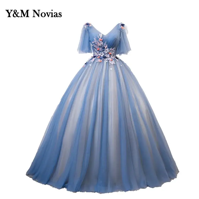 Moda Simples Novos Vestidos Azul Vestido Quinceanera Elegante Fora Do Ombro Vestido De Baile De Luxo Vestido De Festa Plus Size Vestido De Baile