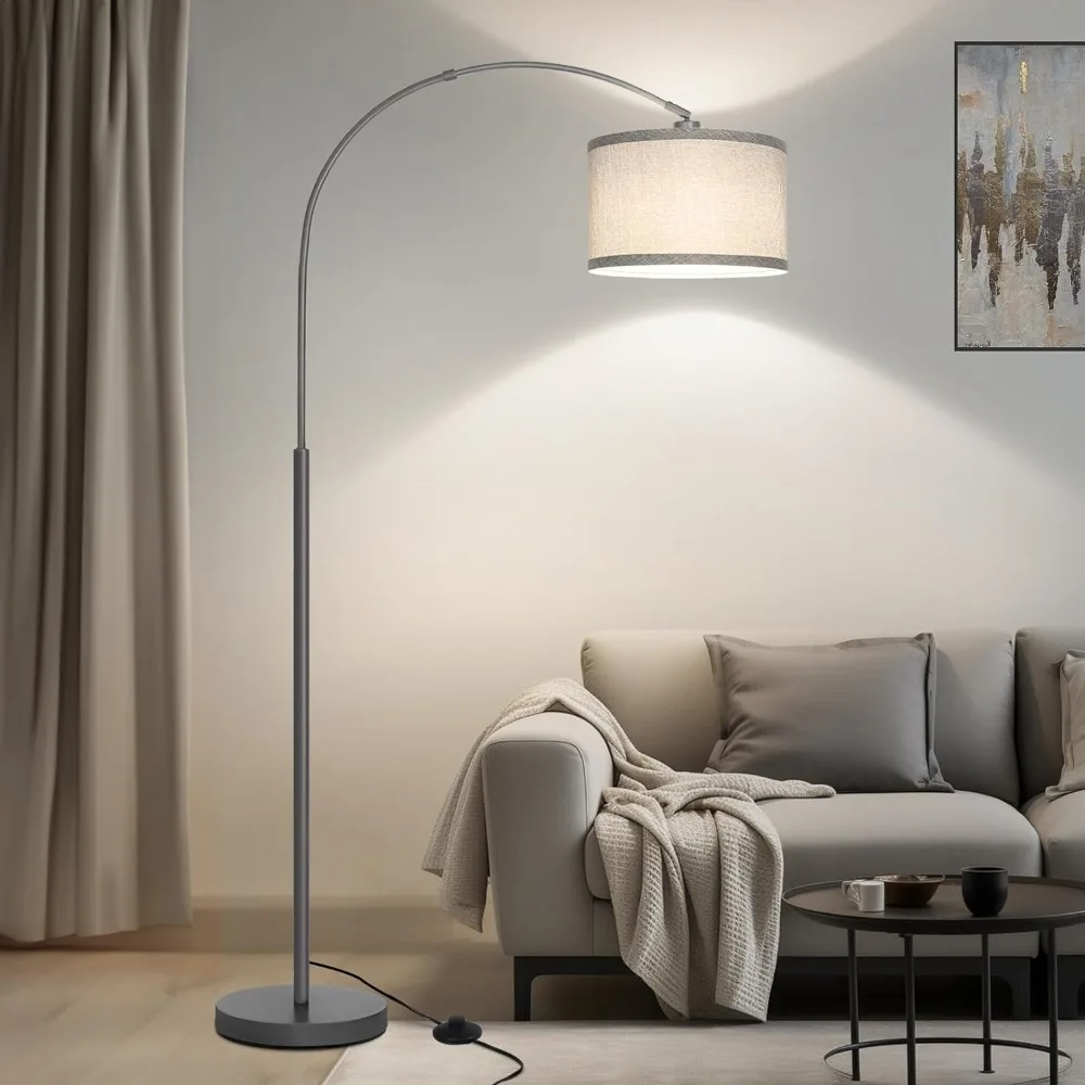 

Floor Lamp with Adjustable Lamps Head, Tall Pole Lamps with Lampshade and On/Off Pedal Switch, Arc Floor Lamp