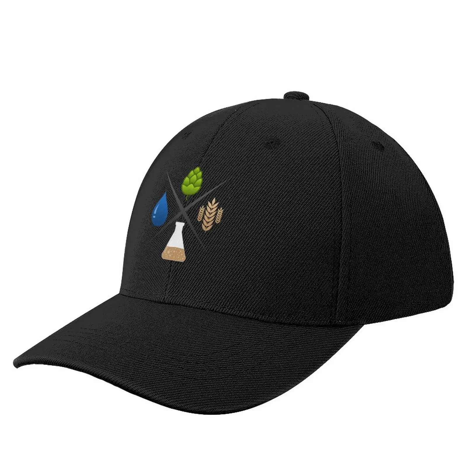 Homebrewing Ingredients Water, Grain, Hops and Yeast Baseball Cap black Sunscreen beach hat Beach Trucker Hats For Men Women's