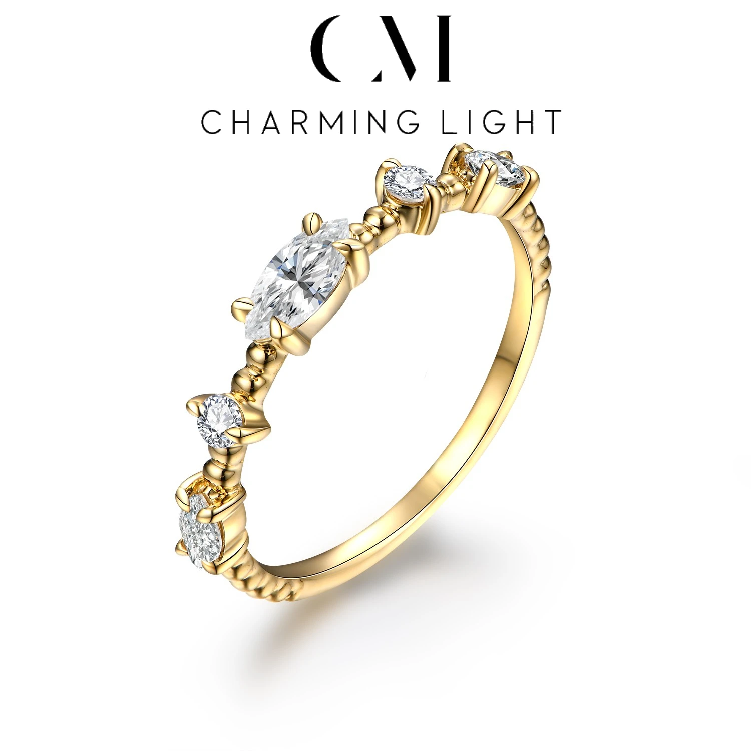 

CHARMING Luxury Soild 10K/14K/18K Gold Moissanite Ring for Women Engegament Anniversary Wedding Fashion Fine Jewelry Customized
