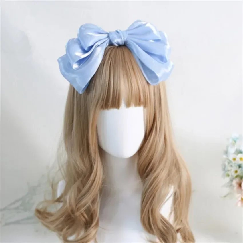 Prinzessin Perlglanz Großen Bogen Band Stirnband Frauen Haar Zubehör Lolita Cosplay Weibliche Kopfbedeckungen B2309