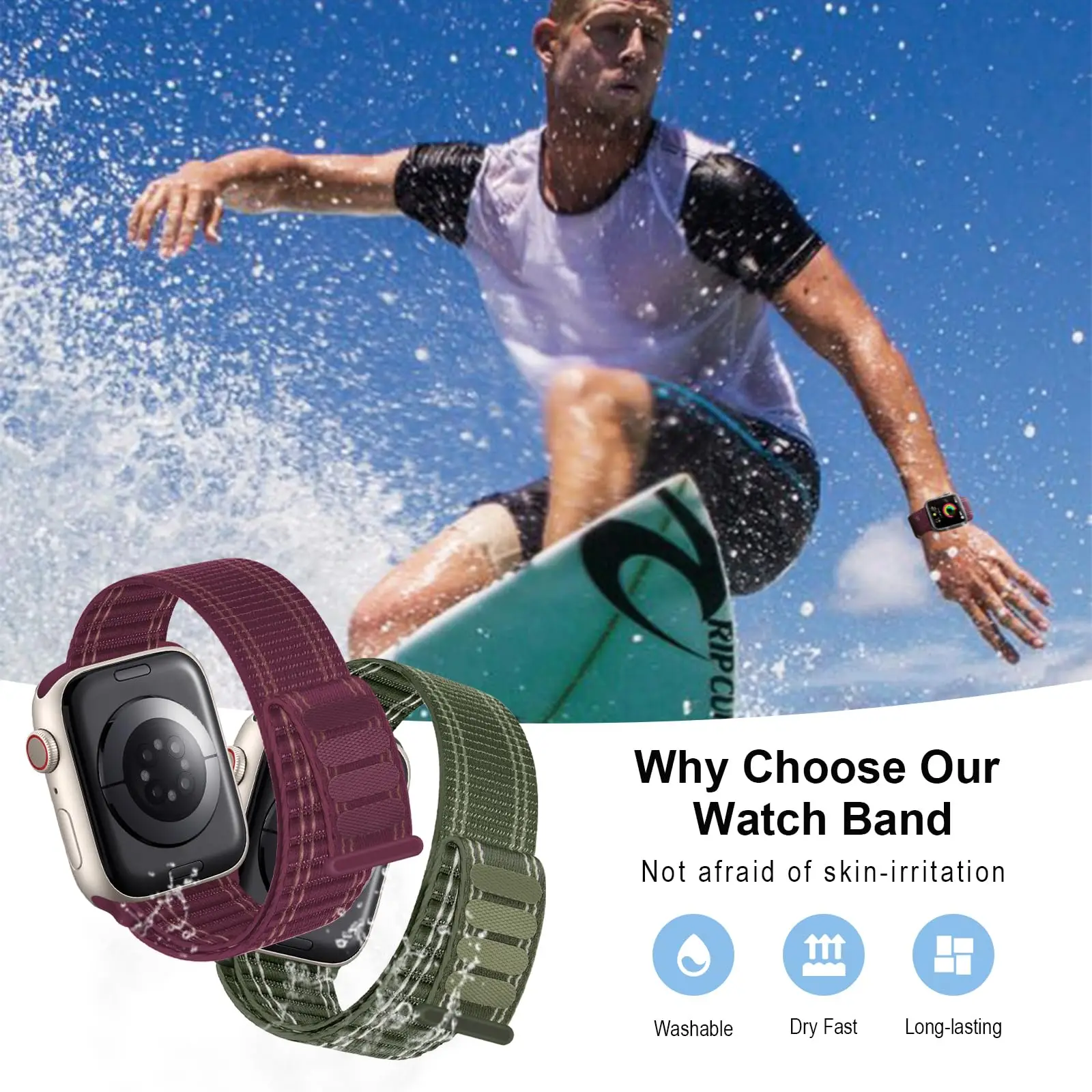 

Нейлоновая петля Correa для Apple Watch Band 45 мм 44 мм 46 мм 40 мм 49 мм 41 мм 42 мм 38 Браслет iWatch Series 6 Se 7 8 9 10 ultra 2 Ремешки