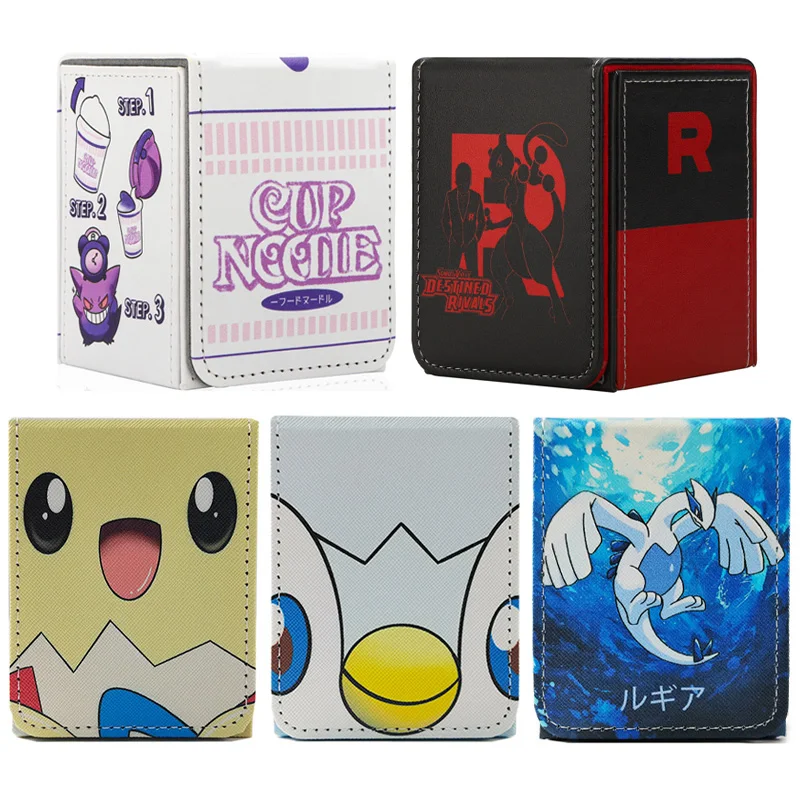 

Lugia Piplup Togepi Gengar Team Rocket DIY Large Capacity Leather Card Box Thickened Anime Game Collection Card Storage Box